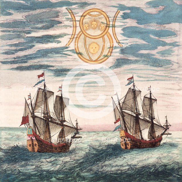 Two Dutch ships at sea, 17th century. Creator: Unknown.