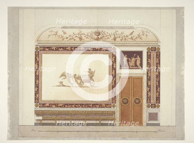 Design for a room wall in Etruscan style with a sofa, 1790-1795. Creator: Anon.