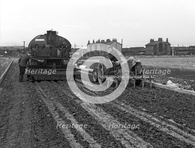 Road construction work, Doncaster, South Yorkshire, November 1955. Artist: Michael Walters