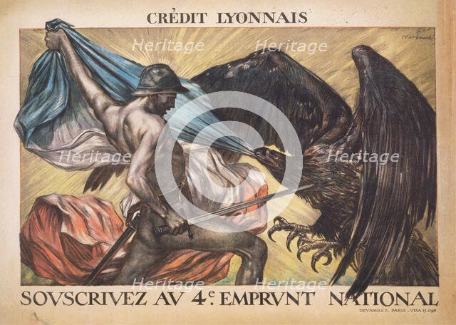 Crédit Lyonnais. Souscrivez au 4e Emprunt National , 1918. Creator: Faivre, Abel (1853-1945).