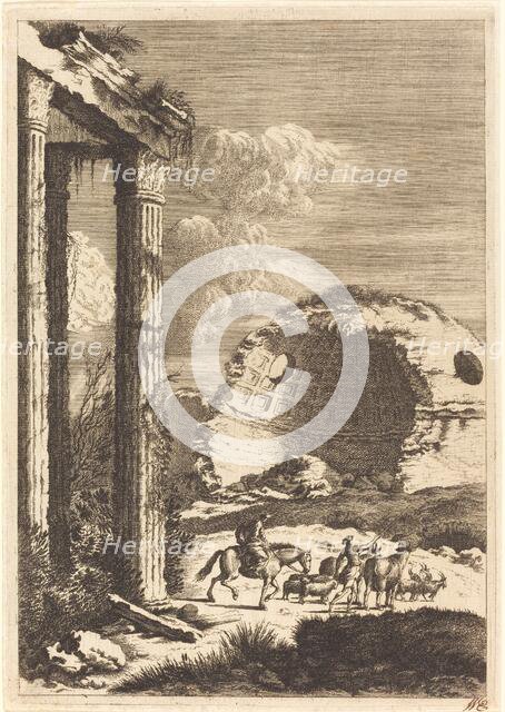 Shepherds Traveling past a Ruined Rotunda, c. 1650. Creator: Bernhard Zaech.