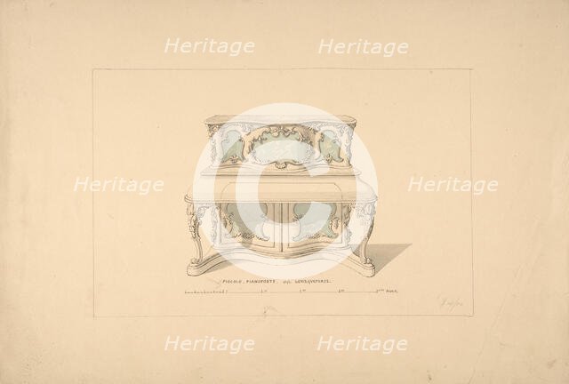 Design for Piccolo Pianoforte, Louis Quatorze Style, 1835-1900. Creator: Robert William Hume.