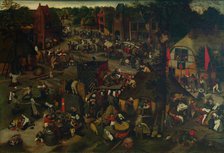 Village Festival with a Theatrical Performance and a Procession. Creator: Brueghel, Pieter, the Younger (1564-1638).