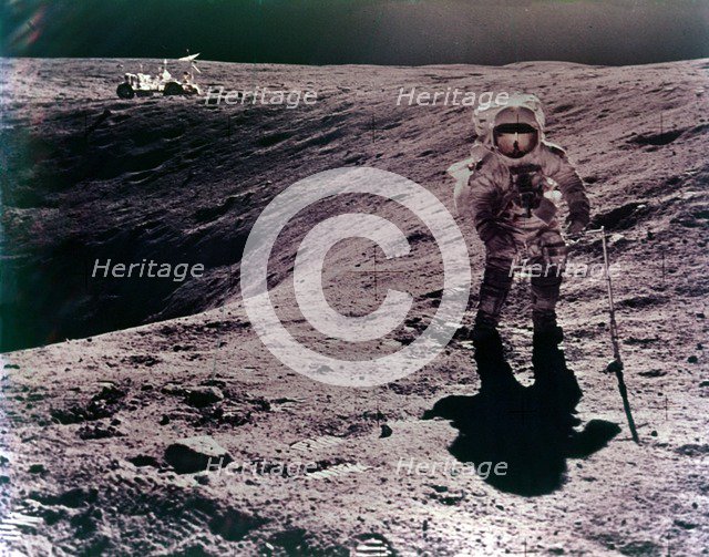 Astronaut Charles Duke at the Descartes landing site, Apollo 16 mission, April 1972. Creator: John Watts Young.