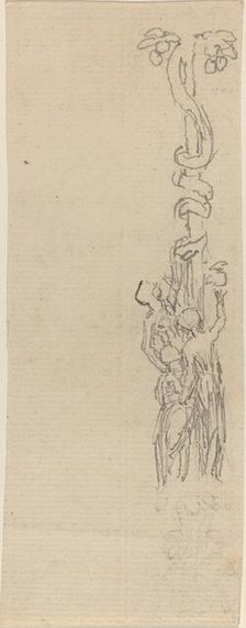 Design for a Candelabrum Representing the Three Graces Gathering the Apples of Hesper, c. 1816. Creator: John Flaxman.