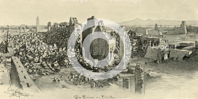 Ruined temples at Karnak, Egypt, 1898. Creator: Christian Wilhelm Allers.