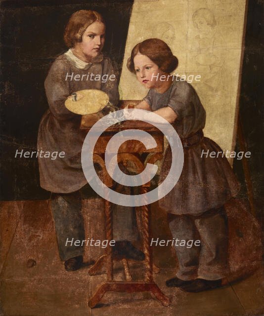 Two Boys at the Table, between 1830-1850. Creator: Unknown.