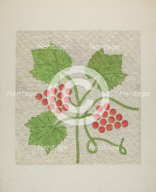Quilt - Grape Pattern, c. 1939. Creator: Cora Parker.