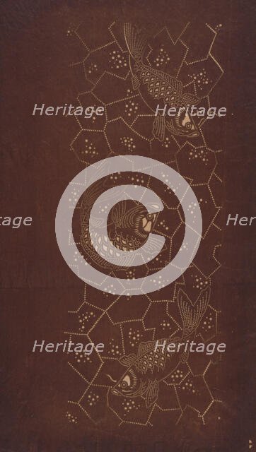 Katagami stencil with fish, between 1900 and 1952. Creator: Unknown.