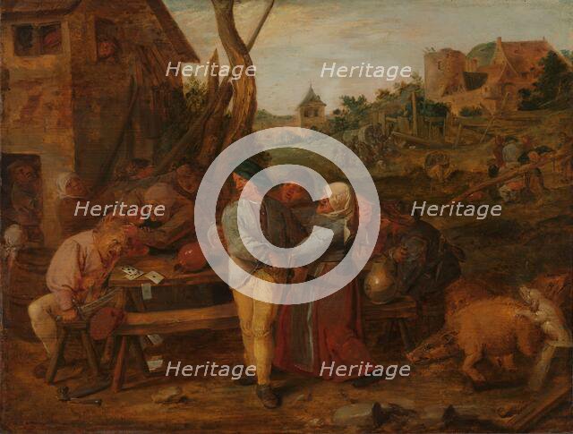 Card Fight outside a Country Tavern, c.1628-c.1630. Creator: Adriaen Brouwer.