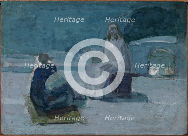 Study for Christ and Nicodemus on a Rooftop, ca. 1923. Creator: Henry Ossawa Tanner.