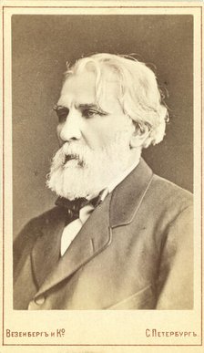 Ivan Sergeevich Turgenev, head-and-shoulders portrait, facing left, between 1880 and 1886. Creator: Unknown.