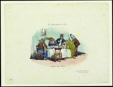 Les Métamorphoses du jour. L'attente d'un convive (The Metamorphoses of the day. Waiting for the gue Creator: Grandville, Jean-Jacques (1803-1847).