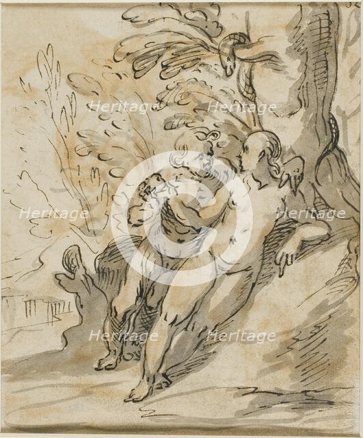 Adam and Eve Under a Tree (recto); Two Men in Dispute (verso), 1610/20 (recto); 1616/21 (verso). Creator: Hermann Weyer.