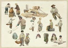Sketches of Fishermen and Children at Hastings, 1866. Creator: Unknown.