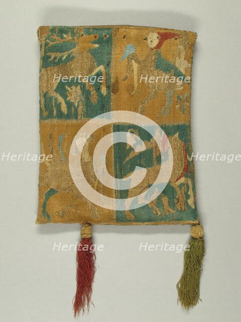 Purse with Two Figures under a Tree, French, 14th century. Creator: Unknown.