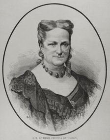 María Cristina de Borbón of the Two Sicilies (1806-1878), Queen consort of Spain, 1878. Creators: Félix Badillo, Arturo Carretero y Sánchez.