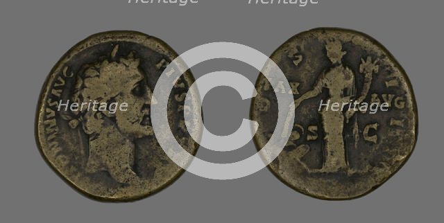 Sestertius (Coin) Portraying Emperor Antoninus Pius, 141-161. Creator: Unknown.