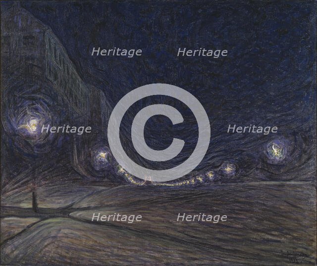 Hornsgatan by Night, 1902. Creator: Eugène Jansson.