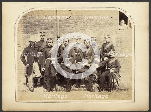 Group portrait of Scots Guards, about 1855-1865. Creator: Unknown.