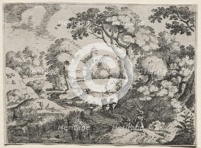 Six Landscapes: Path Between Swamp and Wooded Bank, c. 1595. Creator: Jacob I Savery (Dutch, c1565/67-1602/3).