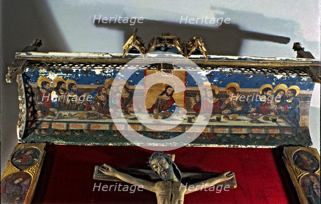  'The Last Supper', tempera painting on the canopy of an altarpiece, piece coming from the church…