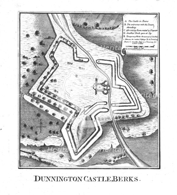 'Dunnington Castle, Berks.', late 18th century. Artist: Unknown.