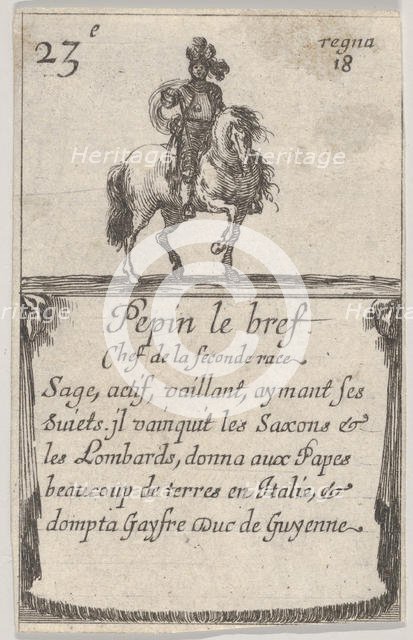 Pepin le bref / Chef de la seconde race..., from 'Game of the Kings of France' (Jeu des Ro..., 1644. Creator: Stefano della Bella.