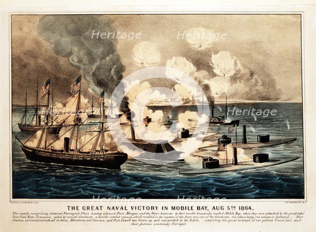 Great Naval Victory in Mobile Bay, Aug. 5th 1864, pub. 1864, Currier & Ives, (colour lithograph)