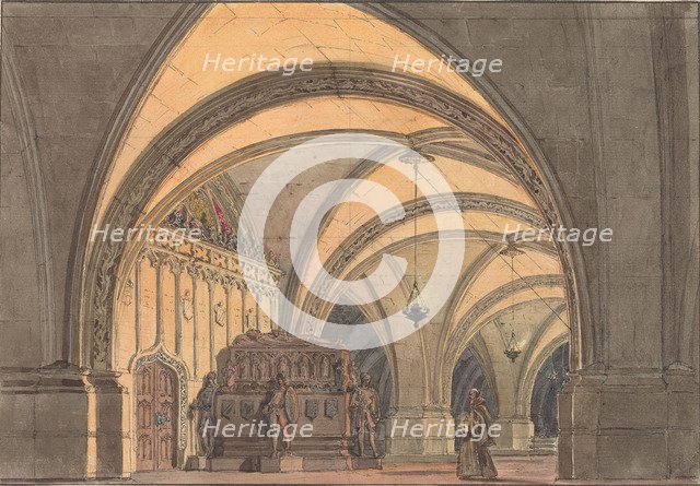 Set design for the Opera Ernani by Giuseppe Verdi, 1863.