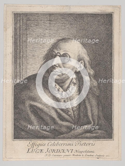 Portrait of Luca Giordano, wearing round spectacles and looking to the left, 1692-1727., 1692-1727. Creator: Giovanni Battista Catenaro.