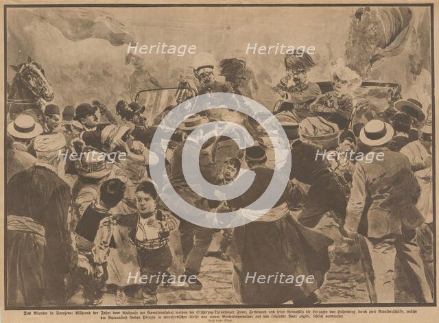 The Assassination of Archduke Franz Ferdinand of Austria and his wife in Sarajevo, 28th June 1914. Creator: Anonymous.