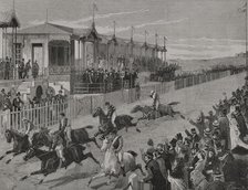 Horse racing at Hipódromo de la Castellana (La Castellana Racecourse), Madrid, Spain...1878 (1879).  Creator: Bernardo Rico.
