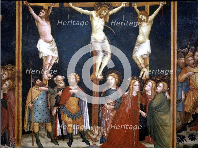 Crucifixion of Jesus and the two thieves' by Ferrer Bassa.