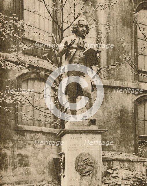 'Dr. Johnson on his Pedestal, Whence He Can See Fleet Street', c1935. Creator: Donald McLeish.