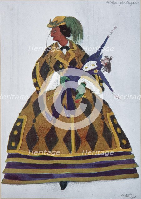 Englishwoman. Costume design for the ballet The Magic Toy Shop by G. Rossini, 1919. Artist: Bakst, Léon (1866-1924)