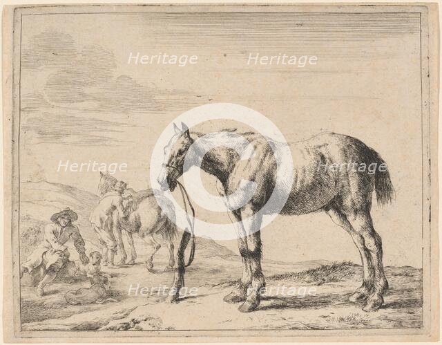 A Horse Bound to a Post, 1651. Creator: Dirck Stoop.
