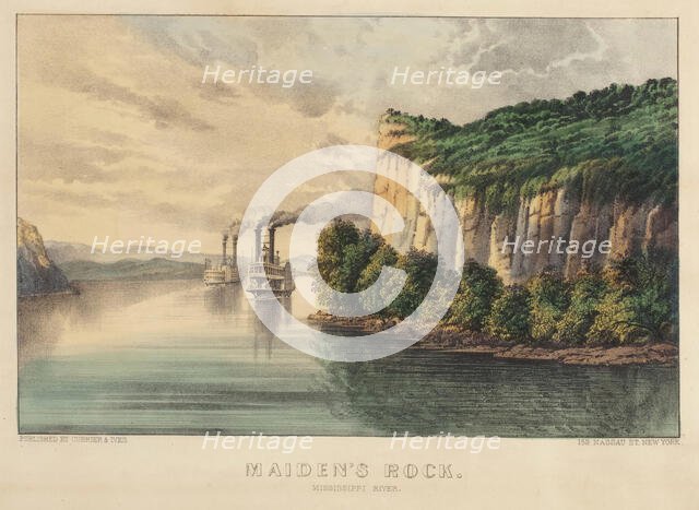 Maiden's Rock - Mississippi River, 1857-1907. Creators: Nathaniel Currier, James Merritt Ives.