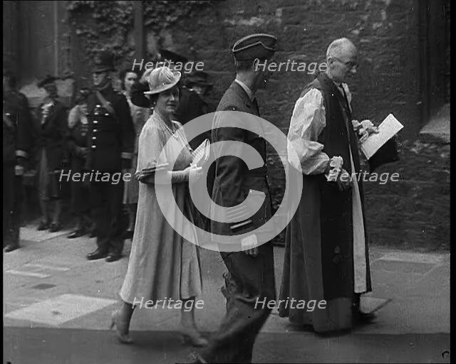 King George VI and Queen Elizabeth Being Greeted by Dean of Westminster Paul De Labilliere..., 1940. Creator: British Pathe Ltd.