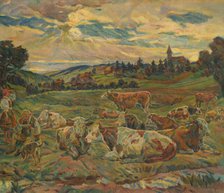 Lunch of a Cowherd, 1929-1930. Creator: Gustav Mally.