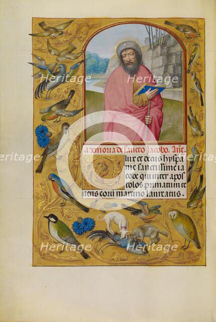 Saint James as a Pilgrim; Spinola Hours, about 1510-1520. Creator: Workshop of Master of the First Prayer Book of Maximilian.