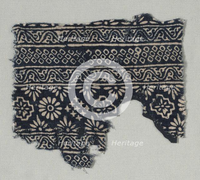 Fragment with decorated bands, probably 1400s. Creator: Unknown.