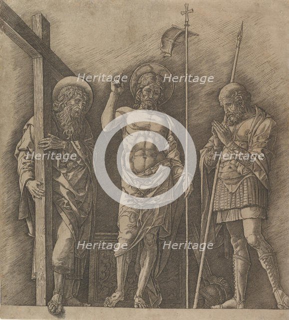 The Risen Christ between Saint Andrew and Saint Longinus, ca. 1472. Creator: Andrea Mantegna.