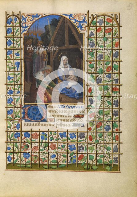 The Adoration of the Magi; Katherine Hours, about 1480-1485. Creator: Jean Bourdichon.