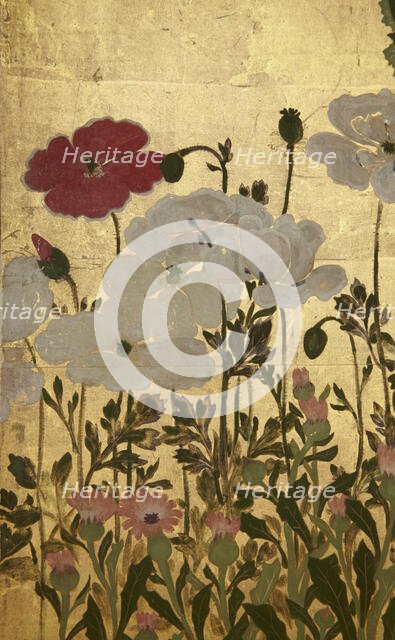 Screen with spring and summer flowers, 1st half of the 18th century. Creator: Watanabe Shiko.