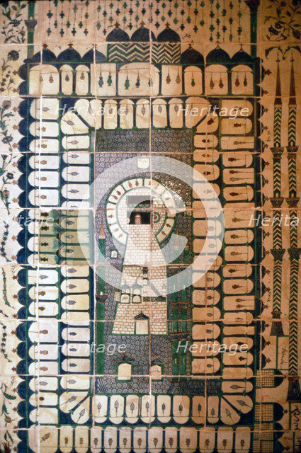 Islamic Tiles showing the Kasbah at Mecca (Ka'Ba), 1668. Artist: Unknown.