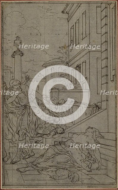 Study for the Vignette of Lucretius's "De la Nature des Choses", Vol. II, Book VI, c. 1768. Creator: Hubert Francois Gravelot.