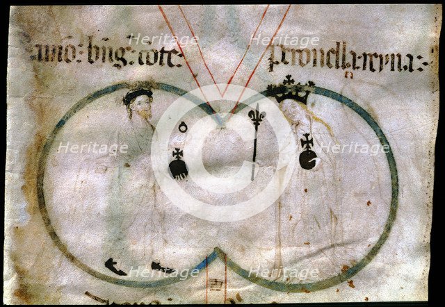 Ramón Berenguer IV (1113-1162), count of Barcelona and prince of Aragón, and Petronila (Peronella…