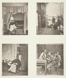 A Whiff of the Opium Pipe at Home; After Dinner; Reading for Honours; The Toilet, c. 1868. Creator: John Thomson.