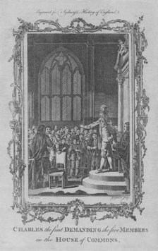 'Charles I demanding the five members in the House of Commons', 1773.  Creator: Charles Grignion.